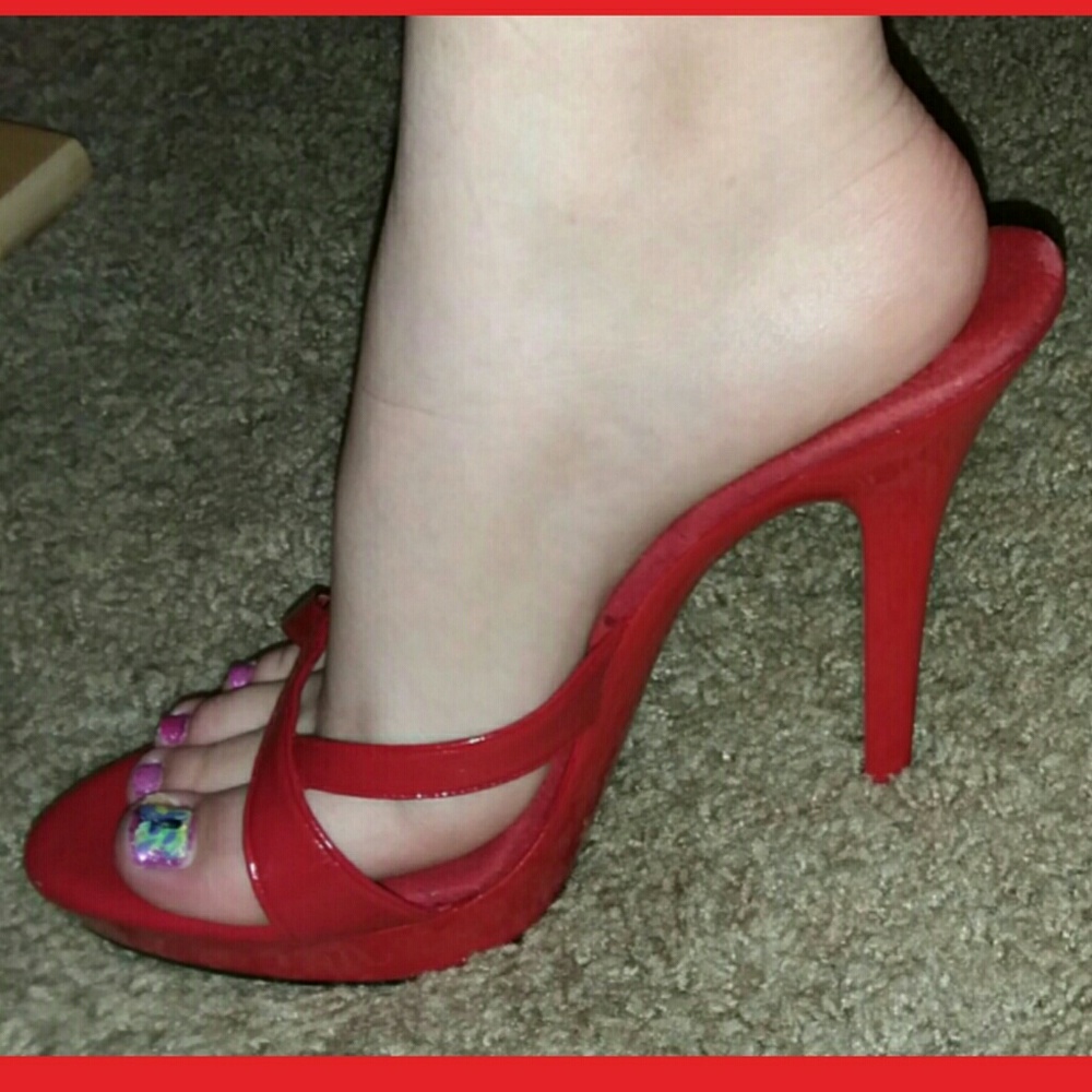 Lady's 5" Red Slide High Heels